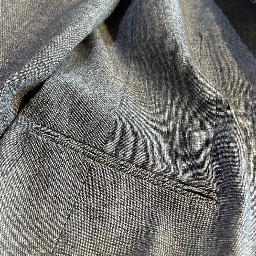 J. Crew Heathered Blue Ruffle Trim Blazer